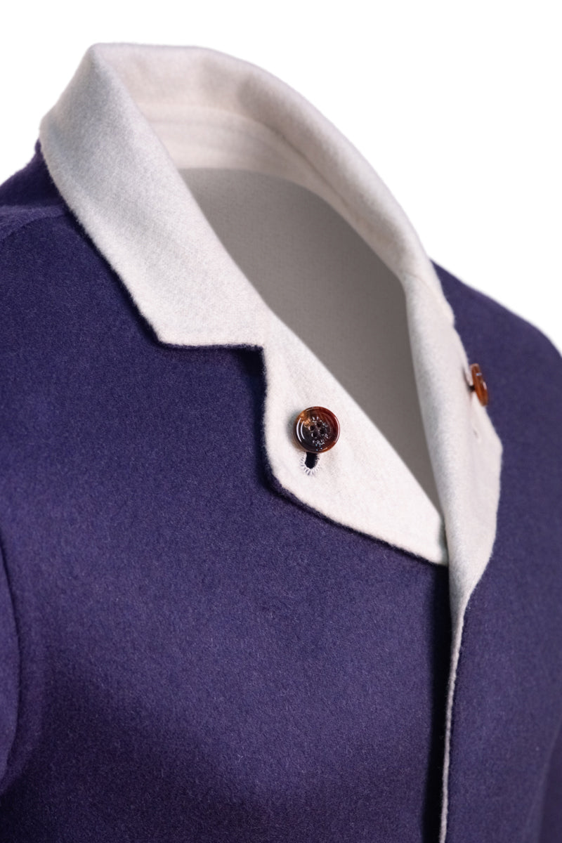 Kired by Kiton PARANA1 Cashmere Reversible Overcoat — Midnight Blue | Cream