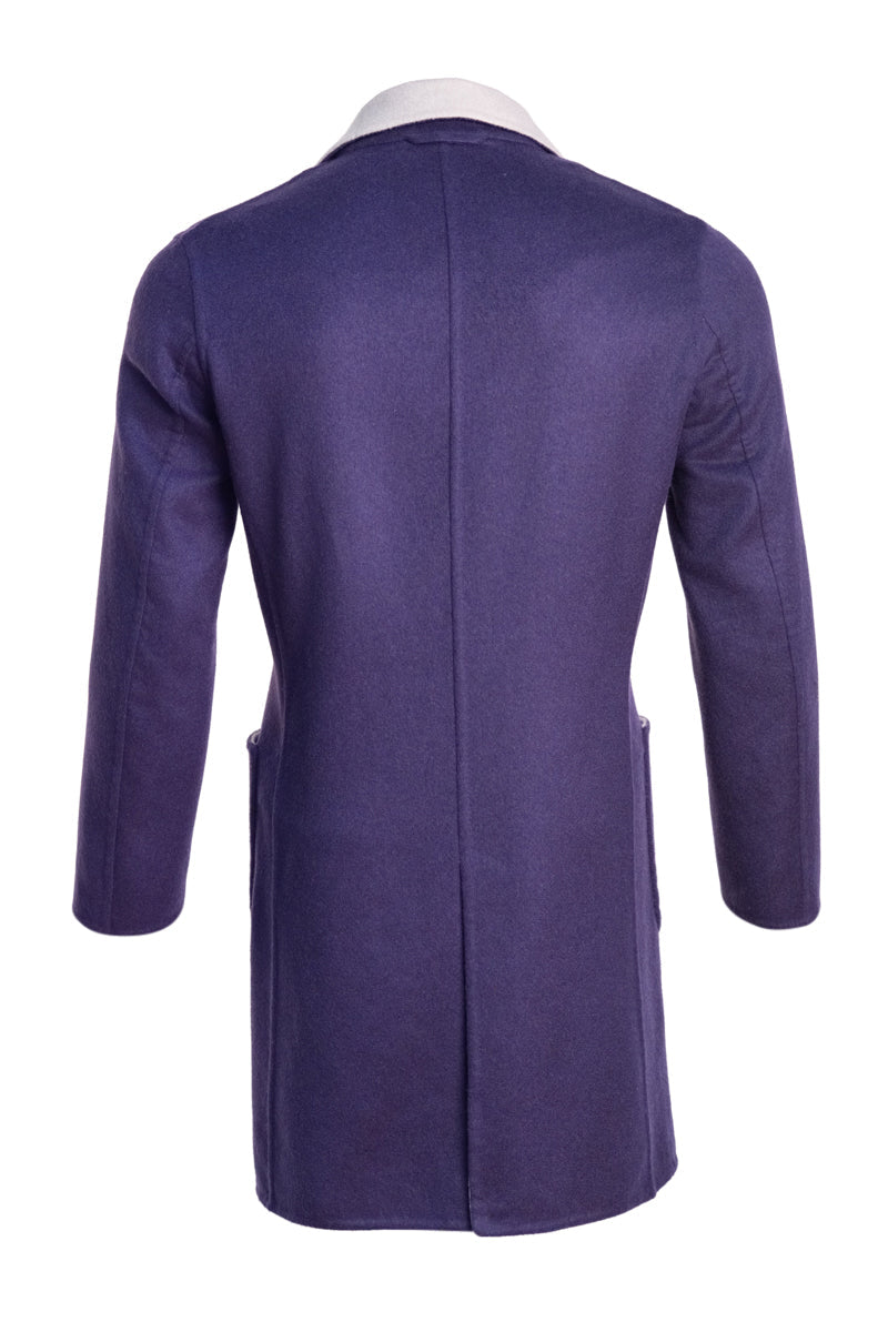 Kired by Kiton PARANA1 Cashmere Reversible Overcoat — Midnight Blue | Cream