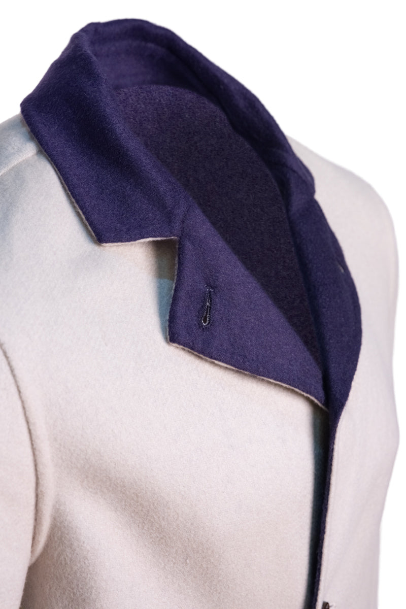 Kired by Kiton PARANA1 Cashmere Reversible Overcoat — Midnight Blue | Cream