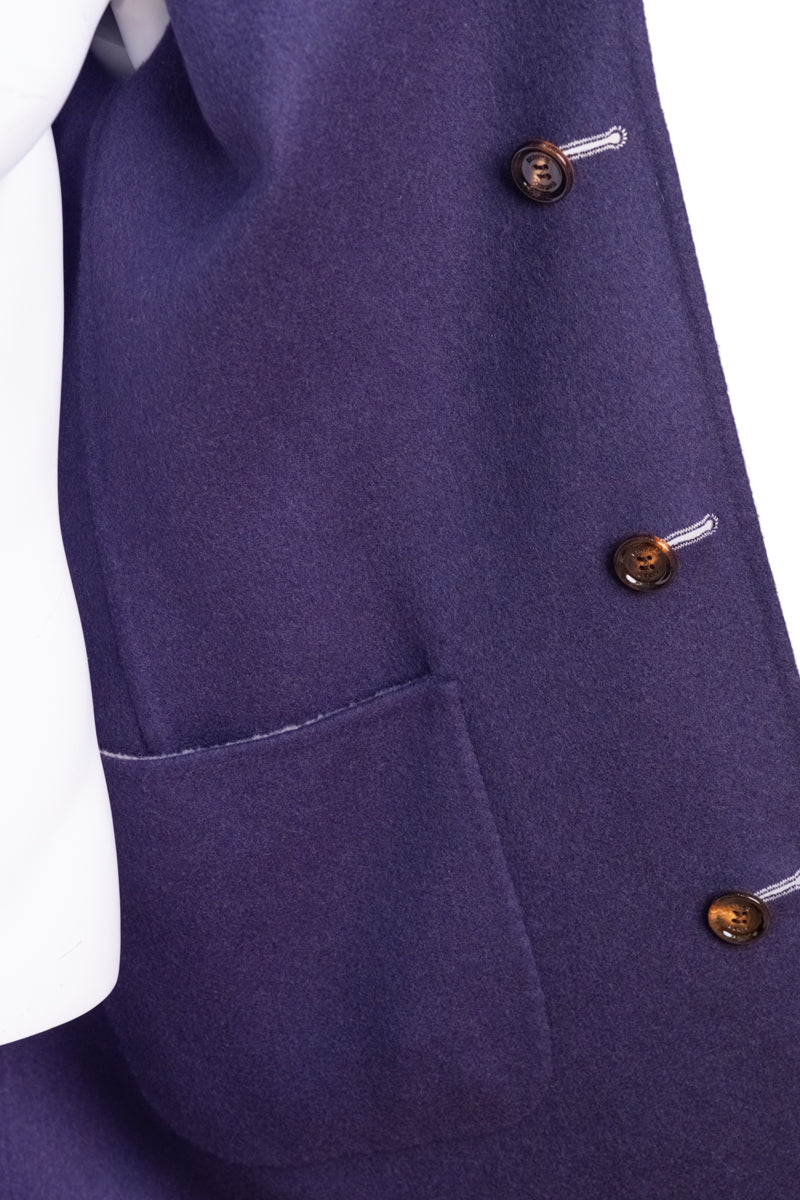 Kired by Kiton PARANA1 Cashmere Reversible Overcoat — Midnight Blue | Cream