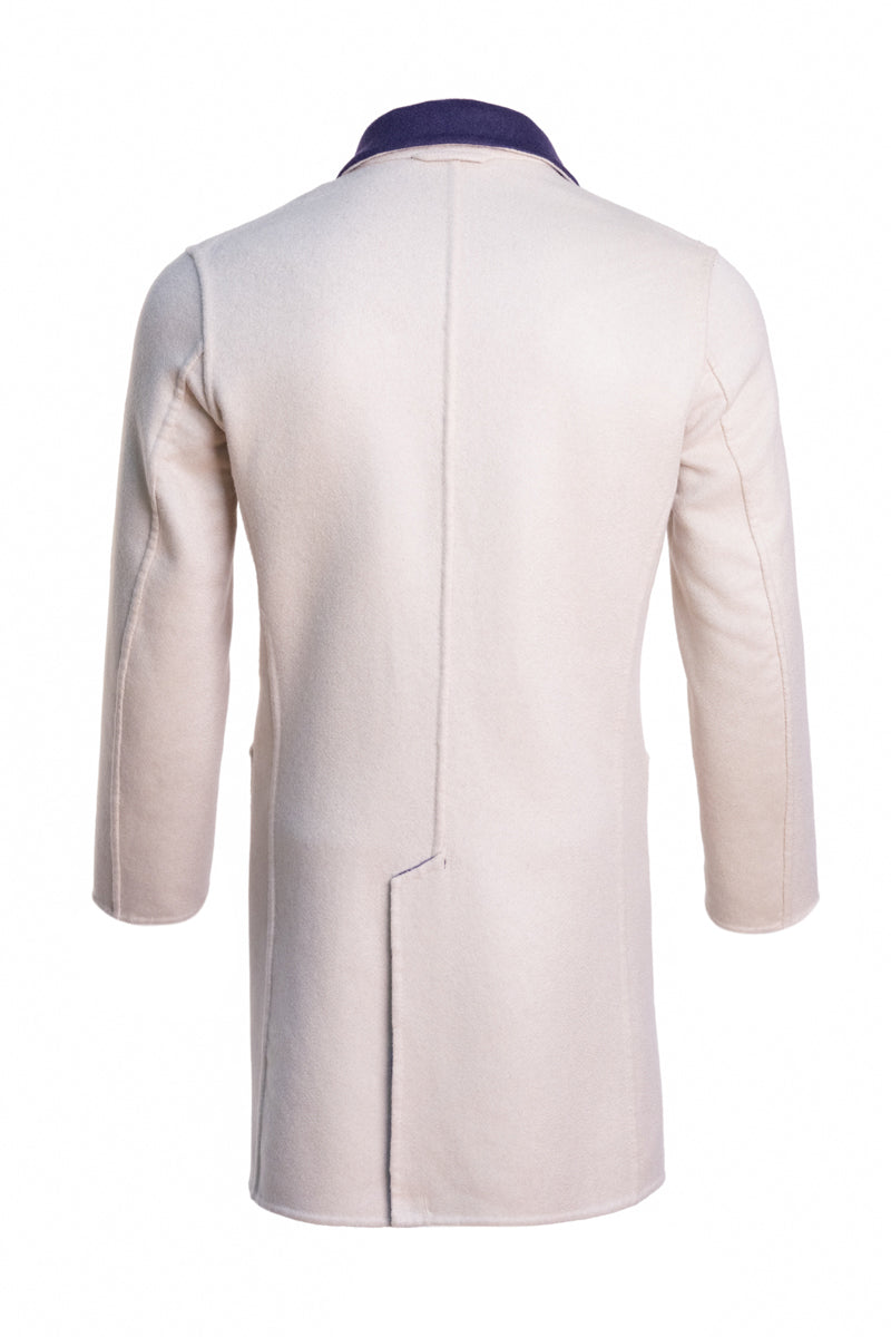 Kired by Kiton PARANA1 Cashmere Reversible Overcoat — Midnight Blue | Cream