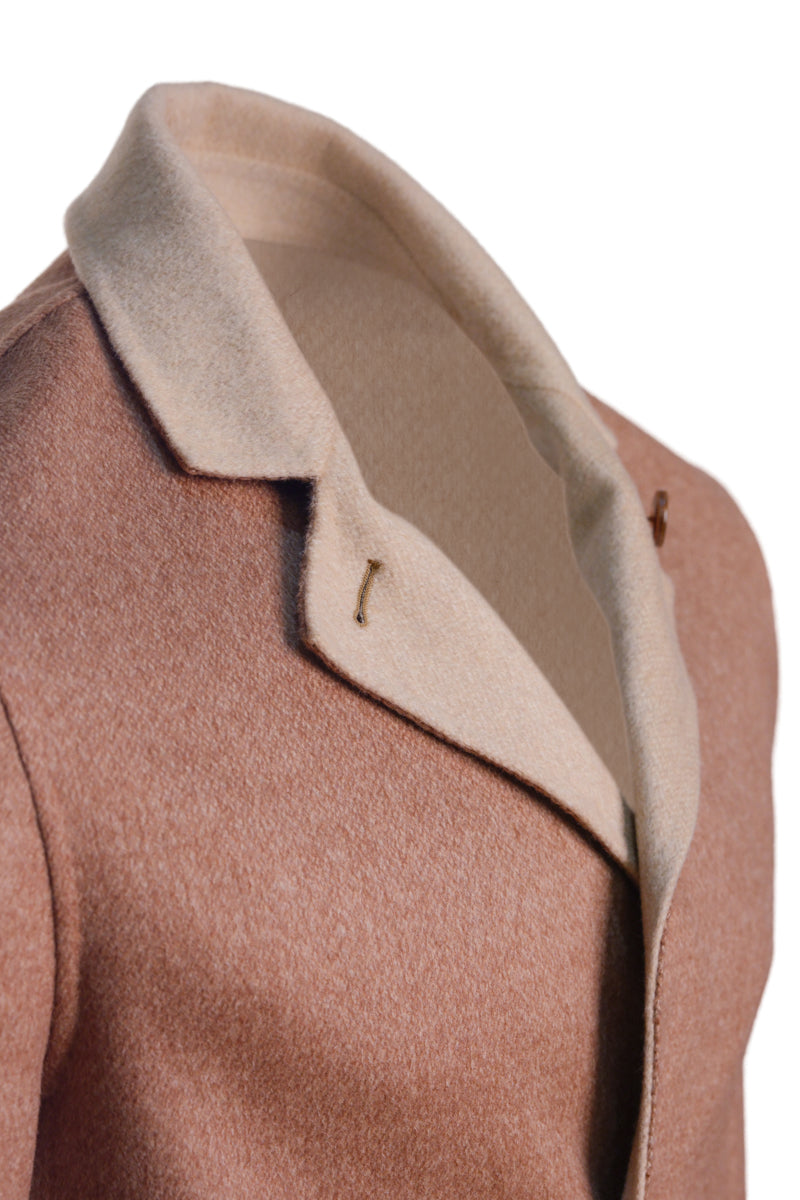Kired by Kiton PARANA1 Cashmere Reversible Overcoat — Light Brown/ Beige