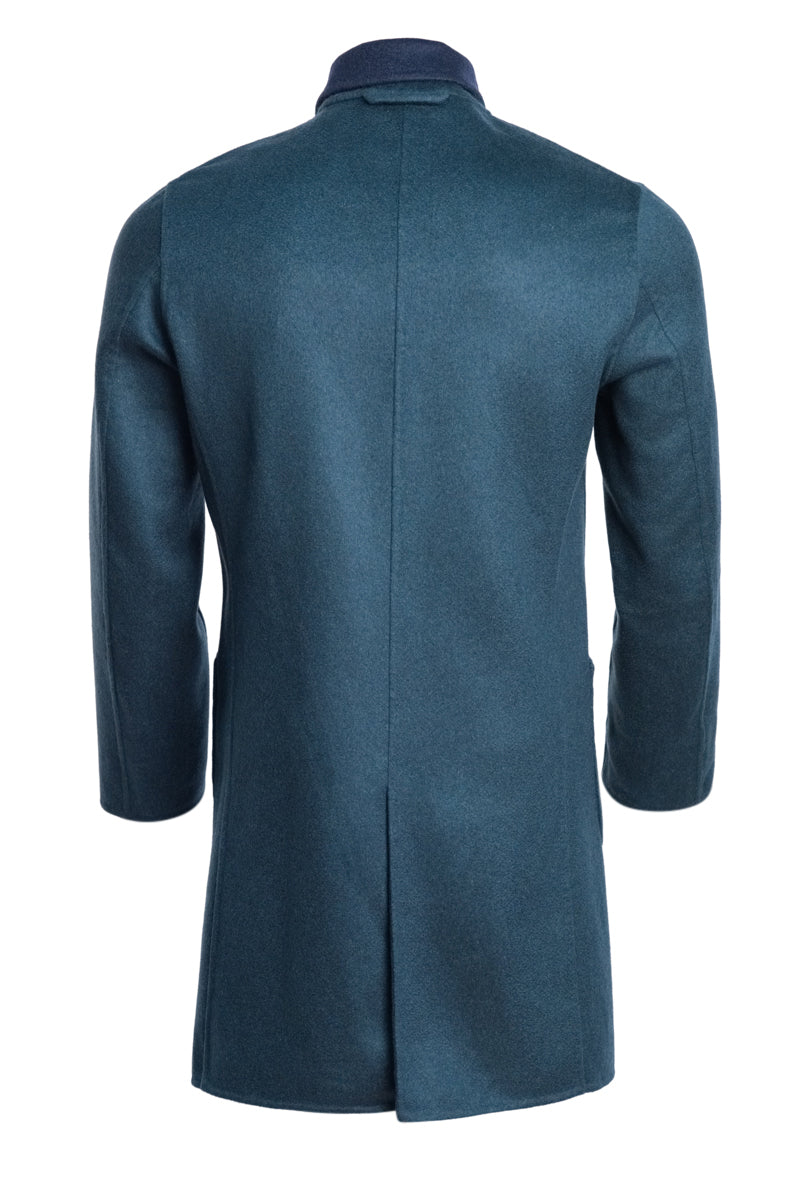 Kired by Kiton PARANA1 Cashmere Reversible Overcoat — Forest Green/ Midnight Blue
