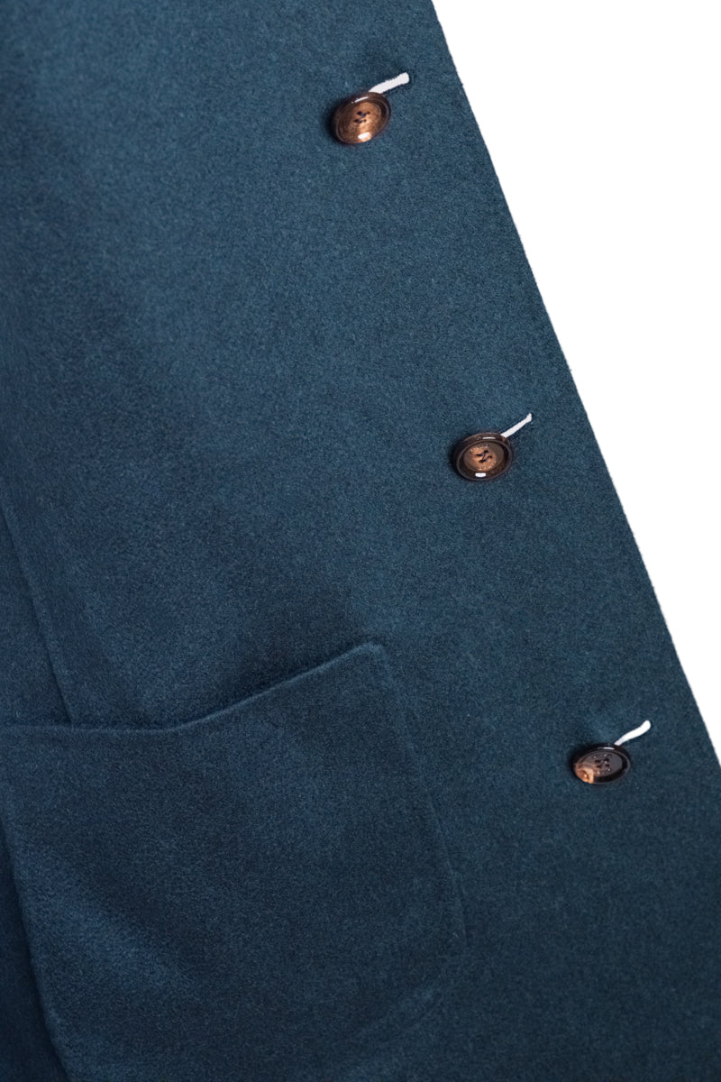 Kired by Kiton PARANA1 Cashmere Reversible Overcoat — Forest Green/ Midnight Blue
