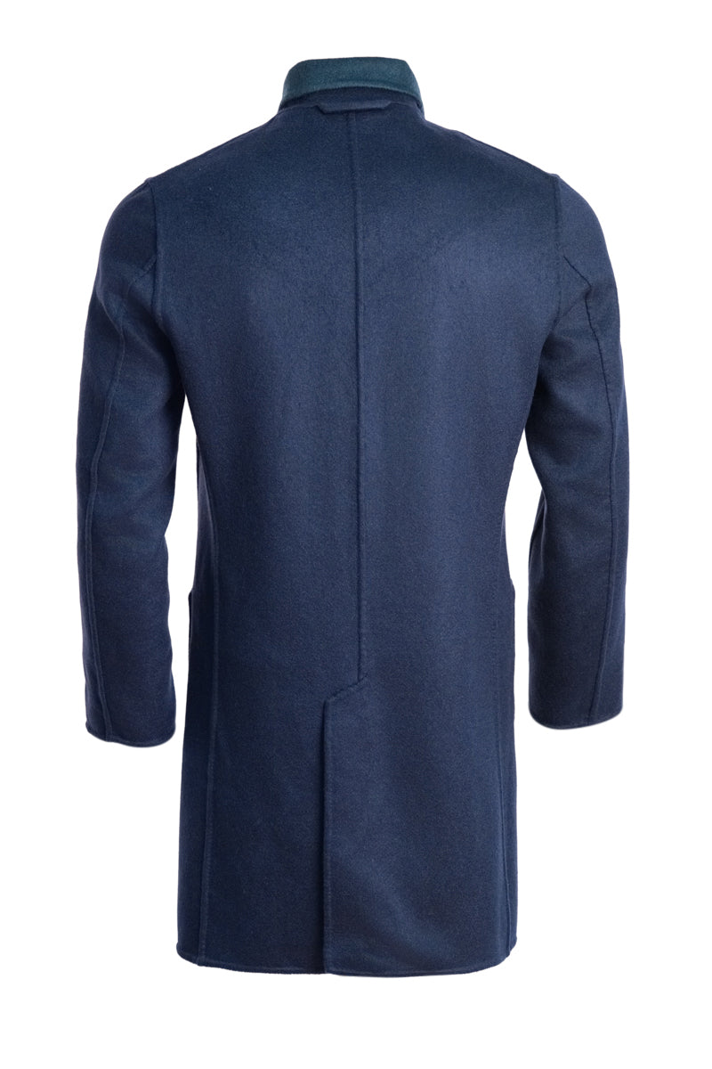 Kired by Kiton PARANA1 Cashmere Reversible Overcoat — Forest Green/ Midnight Blue
