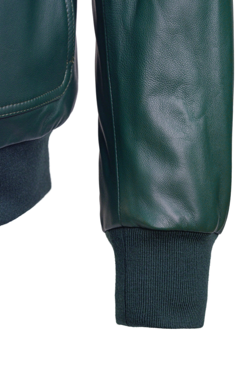 Kired by Kiton INN Lambskin-Virgin Wool Bomber — Forest Green