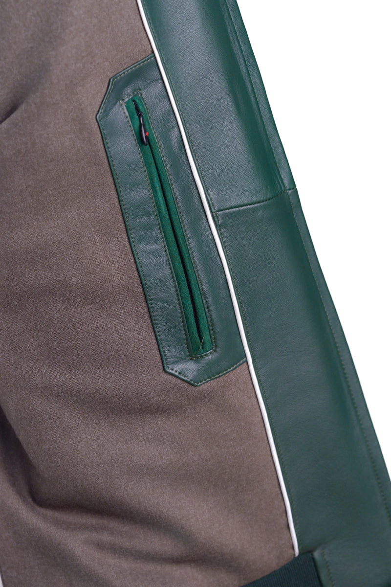 Kired by Kiton INN Lambskin-Virgin Wool Bomber — Forest Green