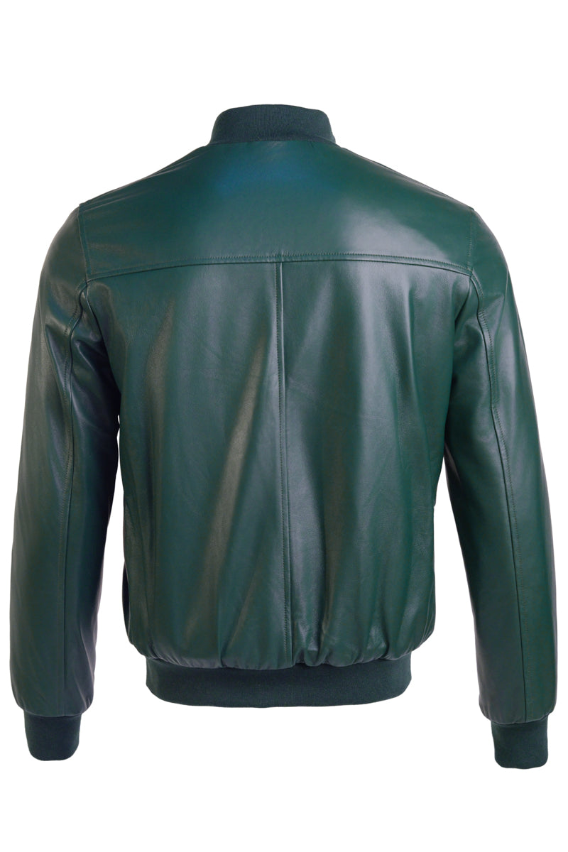 Kired by Kiton INN Lambskin-Virgin Wool Bomber — Forest Green
