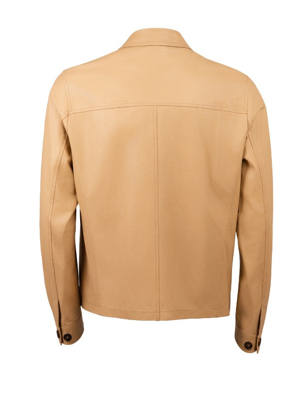 Kired Juan Lambskin Leather Zip-Up Jacket — Peach