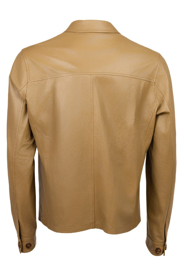 Kired Juan Lambskin Leather Zip-Up Jacket — Khaki