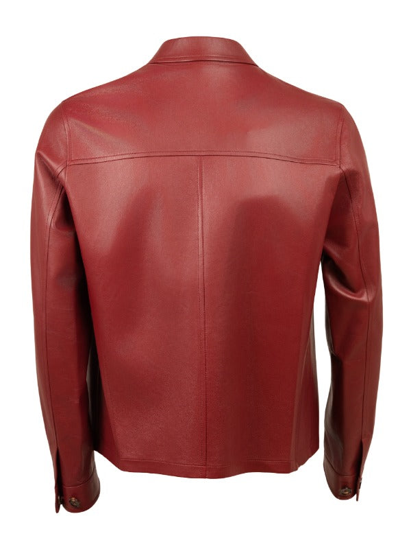 Kired Juan Lambskin Leather Zip-Up Jacket — Burgundy