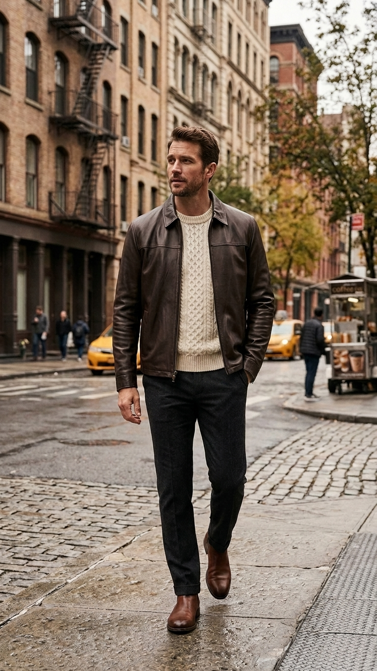 Kired Juan Lambskin Leather Zip-Up Jacket — Dark Brown