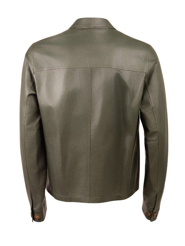 Kired Juan Lambskin Leather Zip-Up Jacket — Forest Green