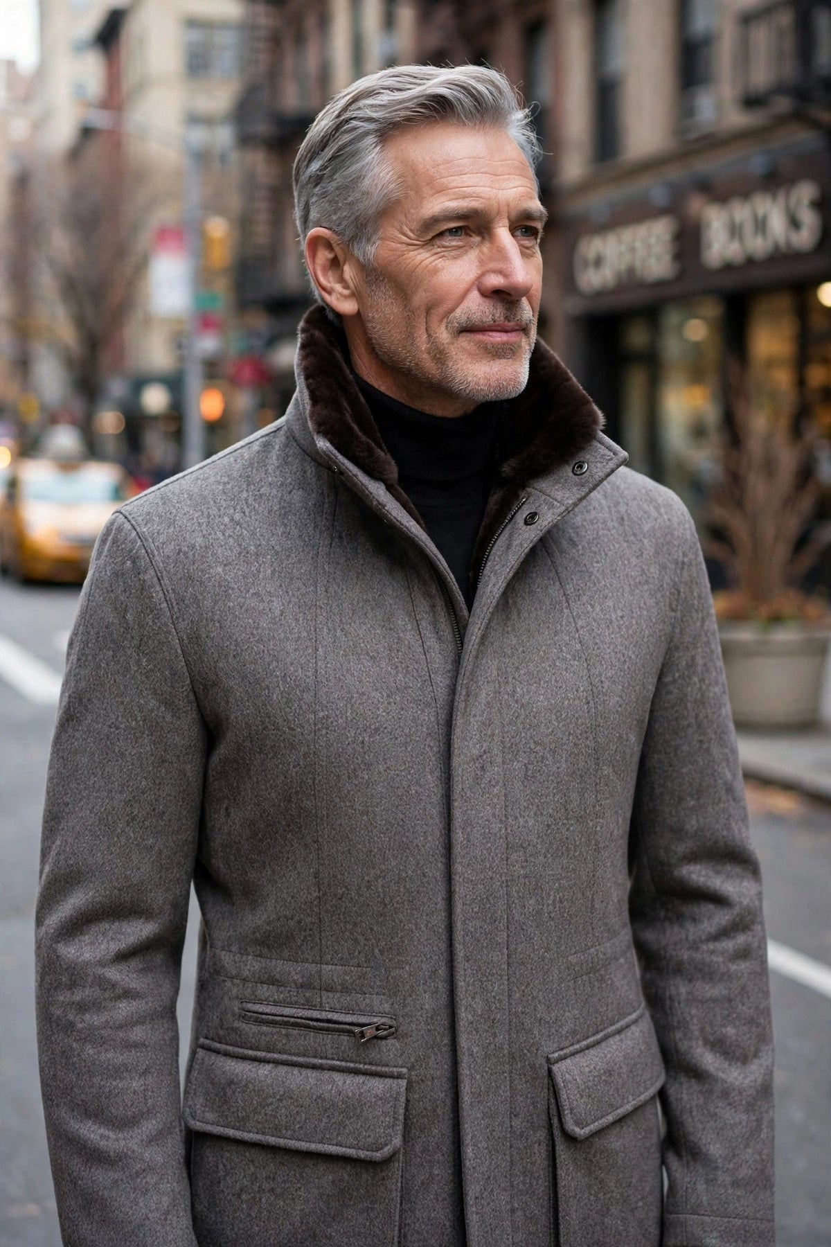 Kired by Kiton KONE Cashmere-Mink Fur Overcoat — Dark Grey