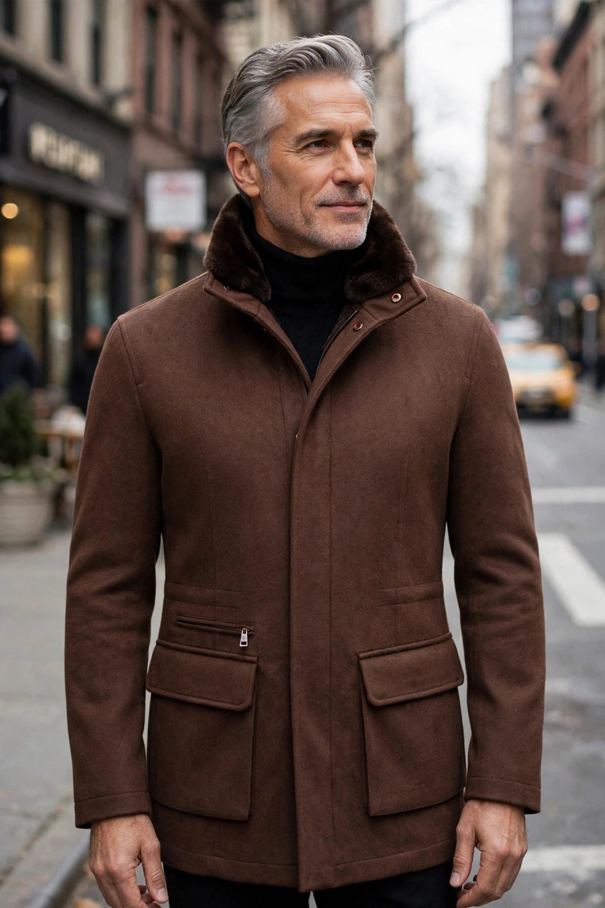 Kired by Kiton KONE Cashmere-Mink Fur Overcoat — Brown