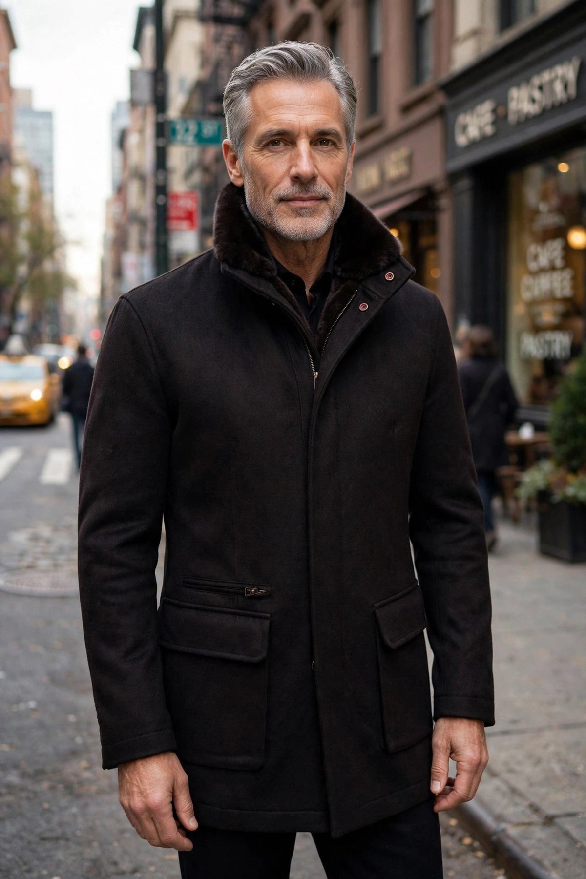 Kired by Kiton KONE Cashmere-Mink Fur Overcoat — Black