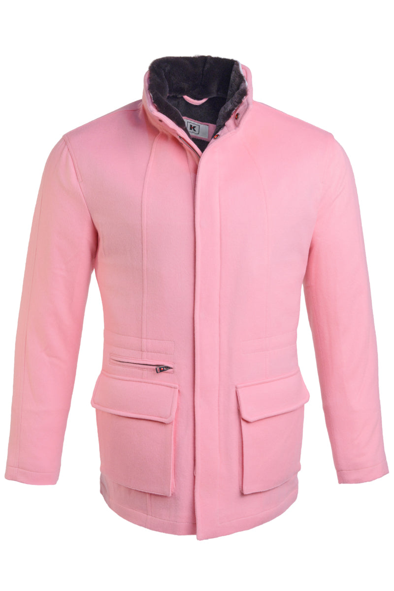 Kired by Kiton KONE Cashmere-Mink Fur Overcoat — Pink