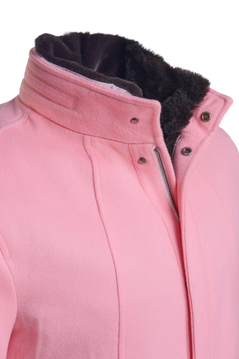 Kired by Kiton KONE Cashmere-Mink Fur Overcoat — Pink