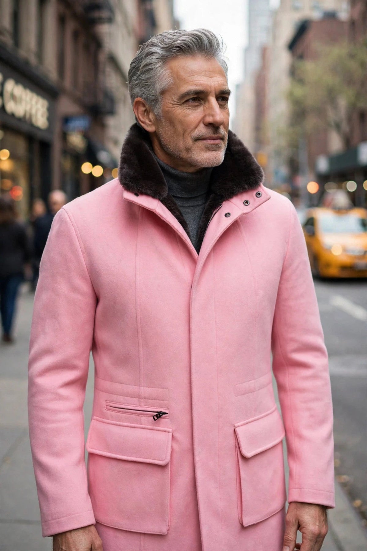 Kired by Kiton KONE Cashmere-Mink Fur Overcoat — Pink