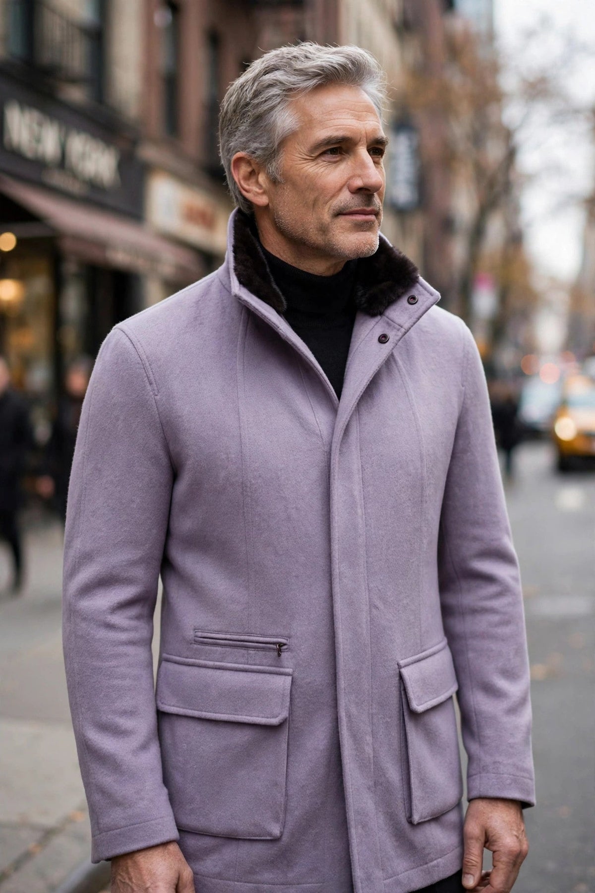 Kired by Kiton KONE Cashmere-Mink Fur Overcoat — Lavender