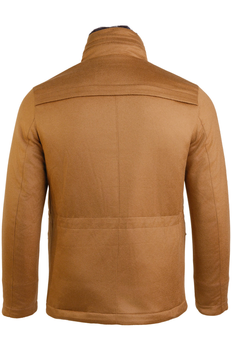 Kired by Kiton MUTP Cashmere Goose Down Overcoat w/ Fur Trim Collar