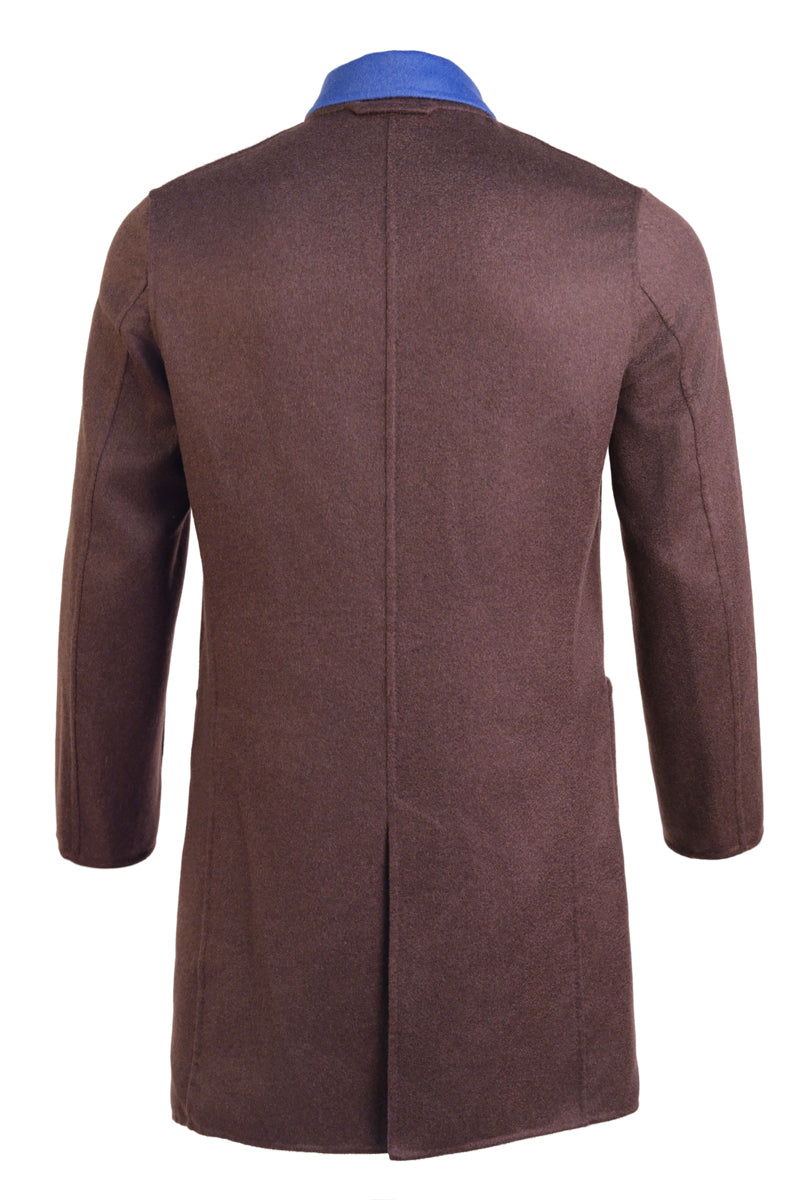 Kired by Kiton PARANA1 Cashmere Reversible Overcoat — Brown/ Blue