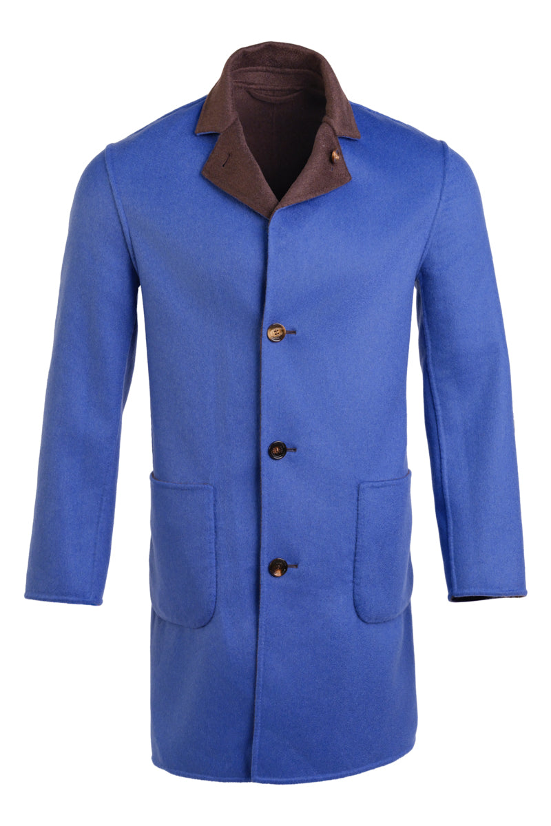 Kired by Kiton PARANA1 Cashmere Reversible Overcoat — Brown/ Blue