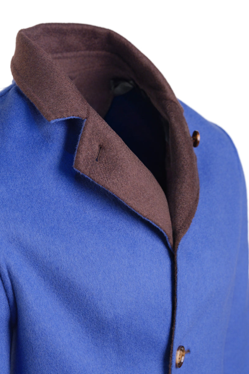 Kired by Kiton PARANA1 Cashmere Reversible Overcoat — Brown/ Blue