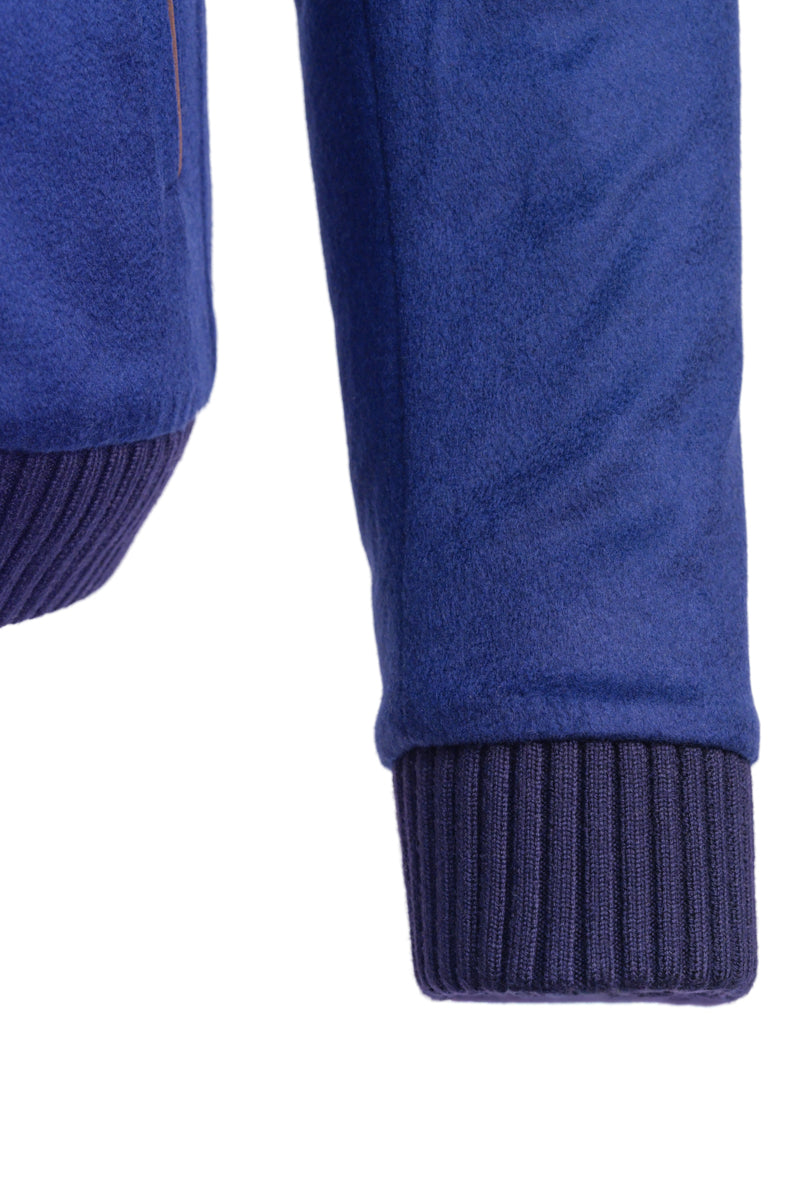 Kired by Kiton SABA Cashmere Beaver Fur Lined Bomber — Dark Blue