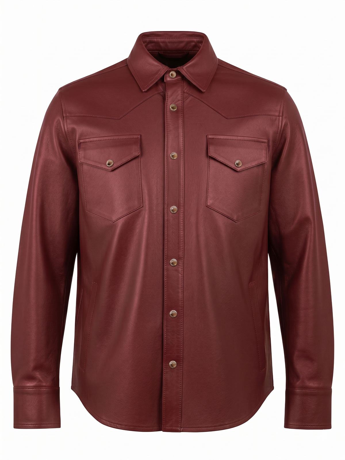 Kired TOTO Lambskin Overshirt — Burgundy