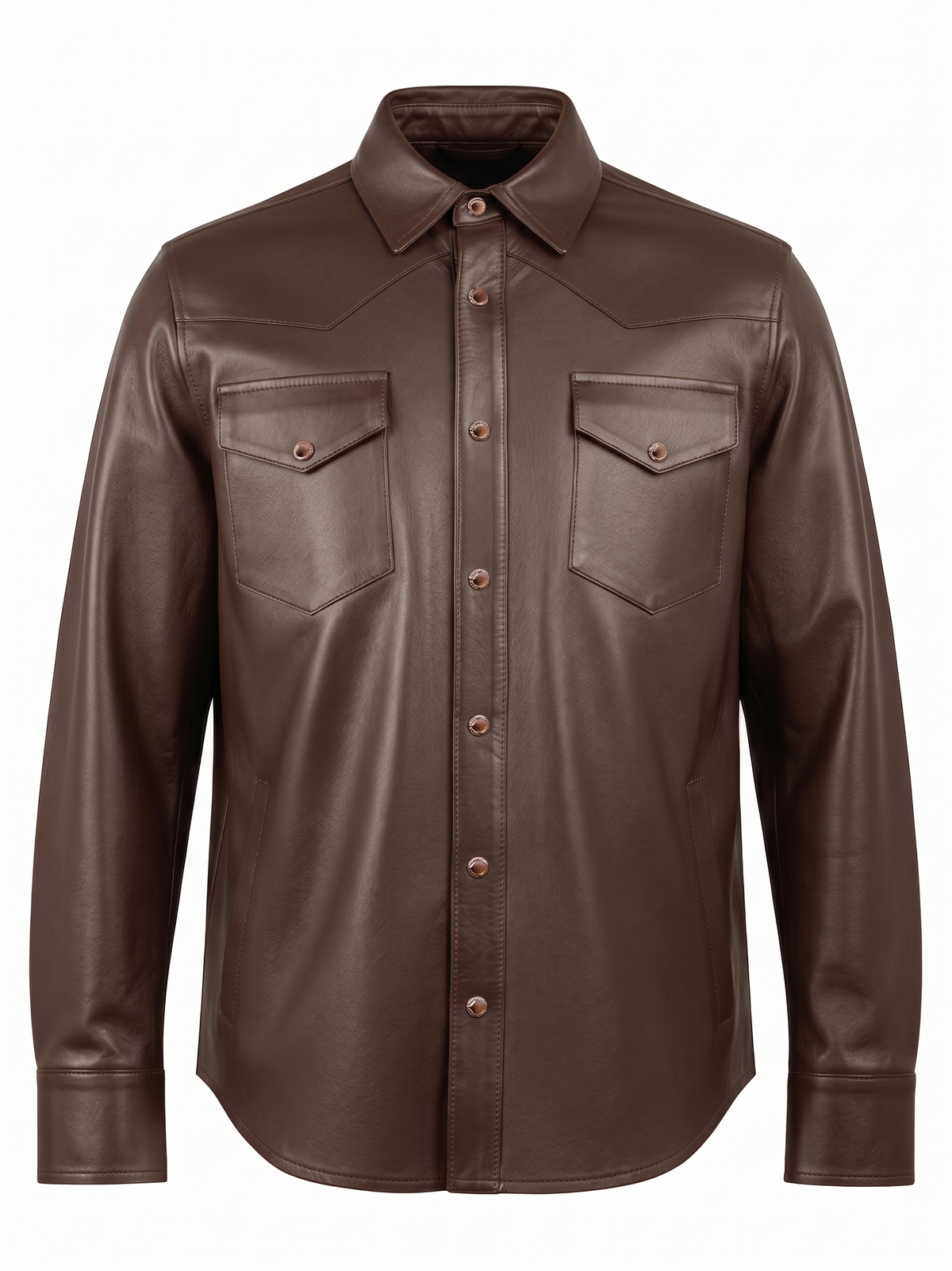 Kired TOTO Lambskin Overshirt — Dark Brown