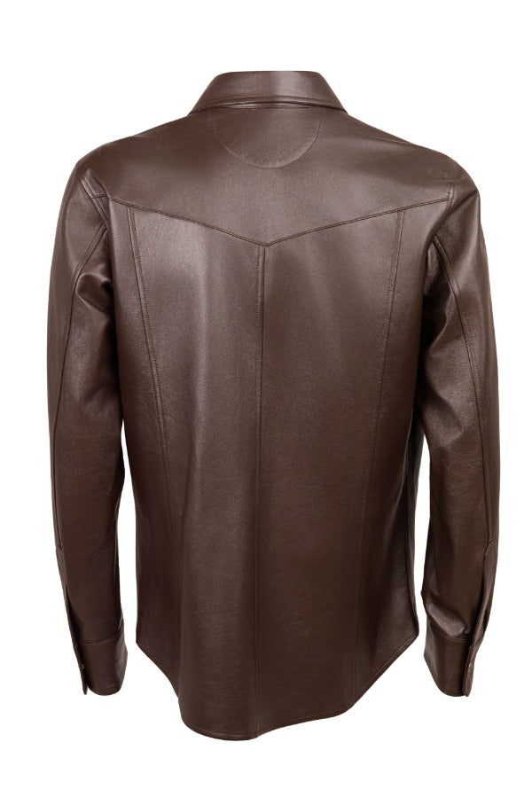 Kired TOTO Lambskin Overshirt — Dark Brown