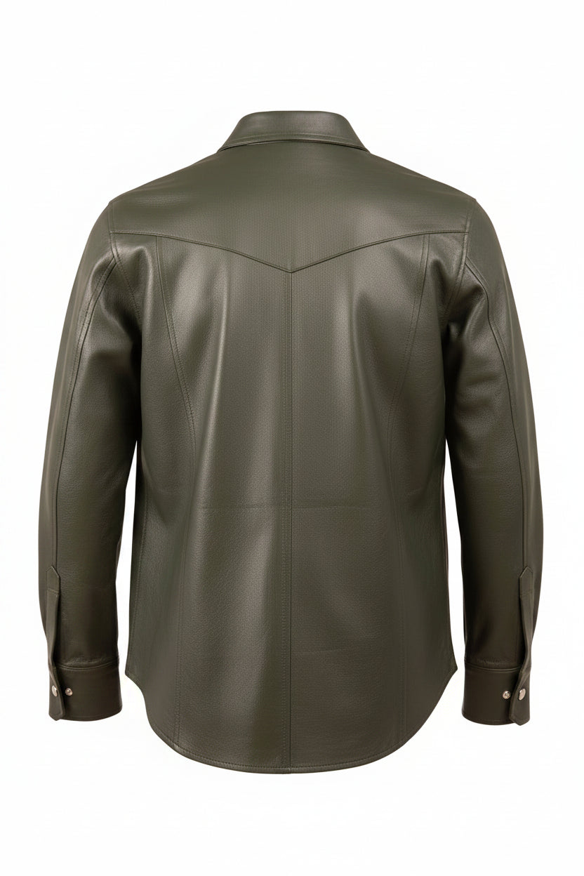 Kired TOTO Lambskin Overshirt — Forest Green