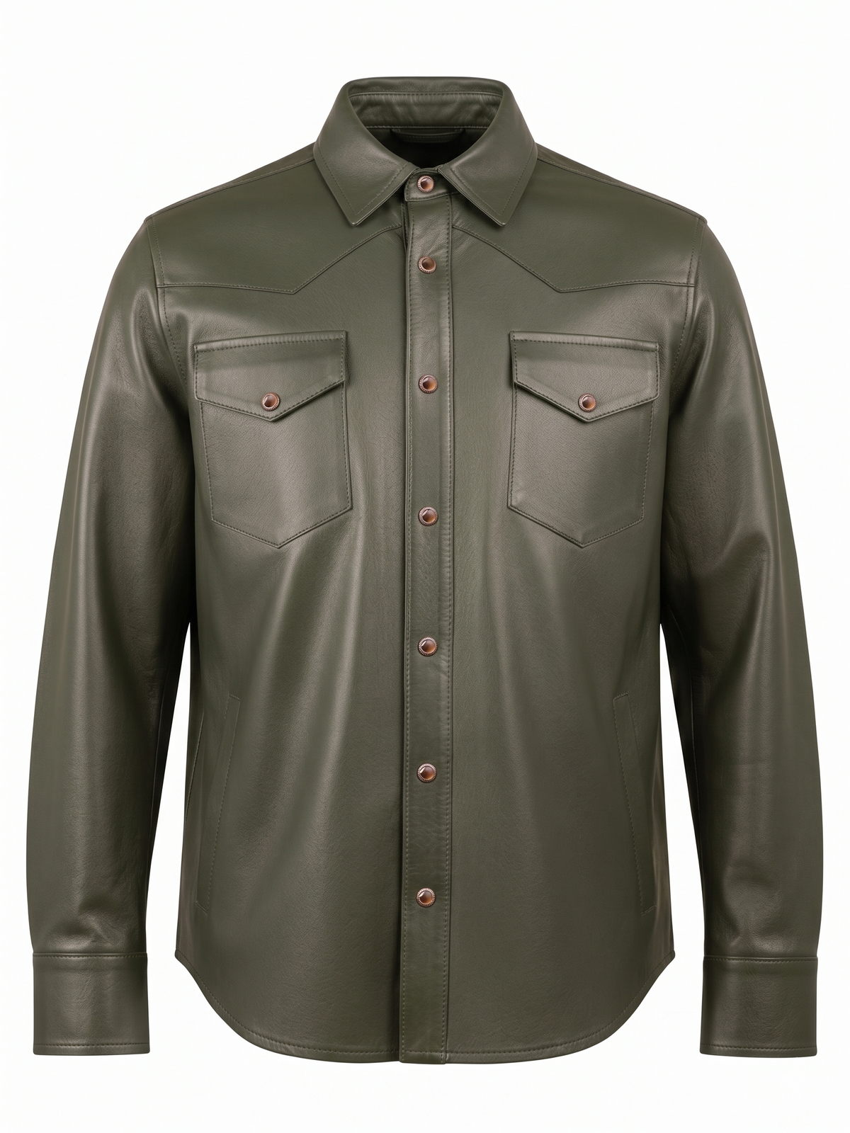 Kired TOTO Lambskin Overshirt — Forest Green