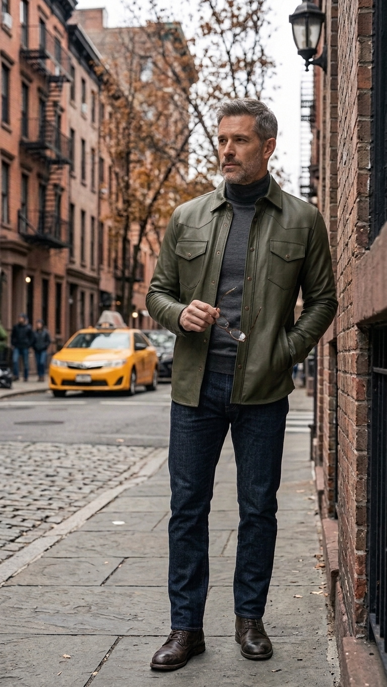 Kired TOTO Lambskin Overshirt — Forest Green