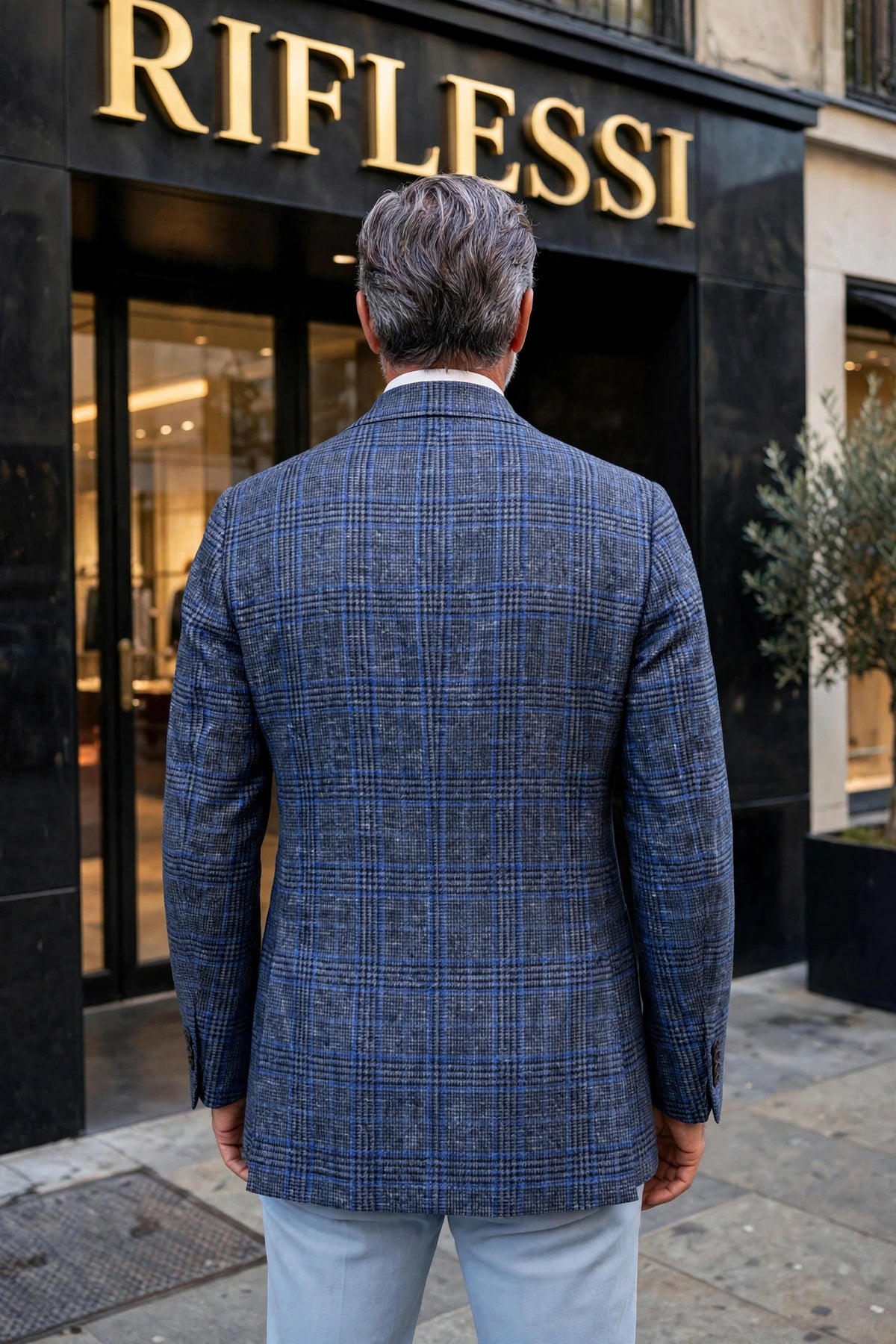 Sartorio Prince of Wales wool-silk-linen jacket - worn, back