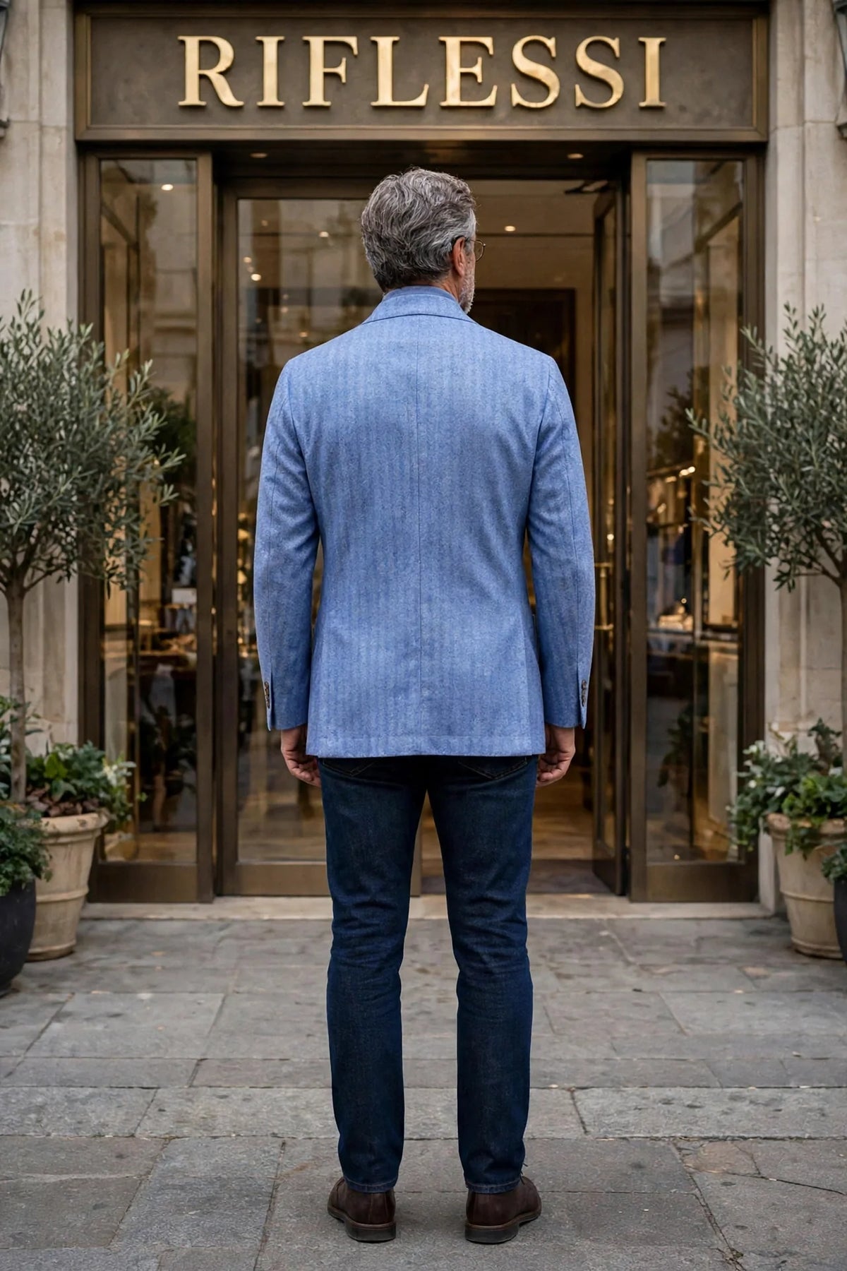Sartorio Herringbone Virgin Wool Sport Jacket — Cobalt Blue