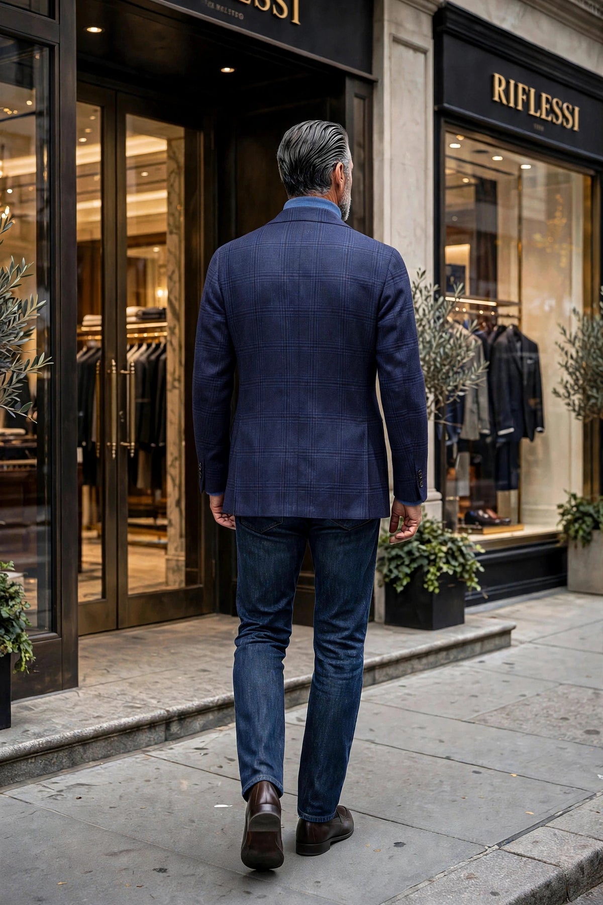 Sartorio Checked Virgin Wool Sport Jacket - model back