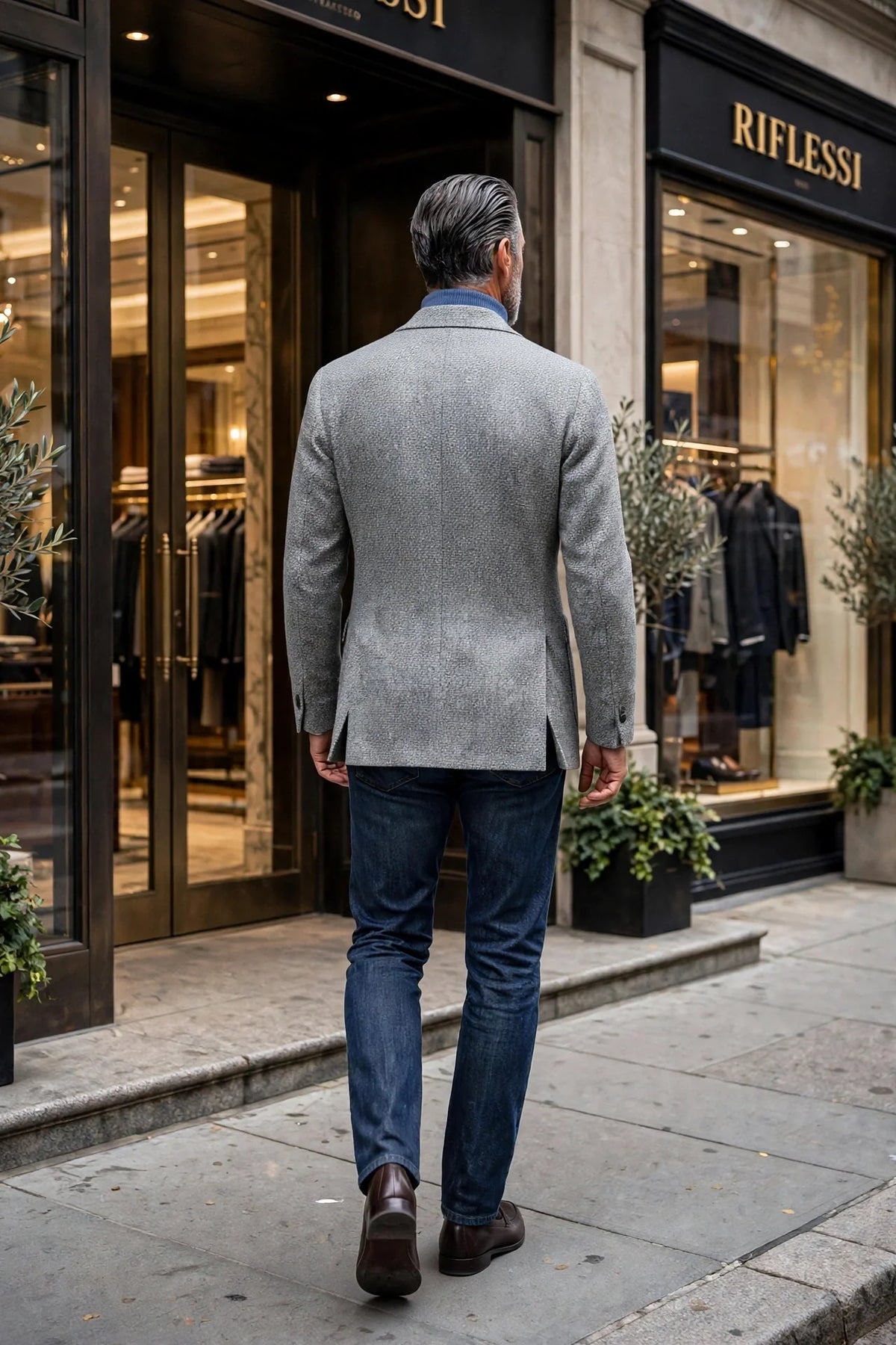 Sartorio Woven Virgin Wool-Cotton-Silk Sport Jacket — Grey