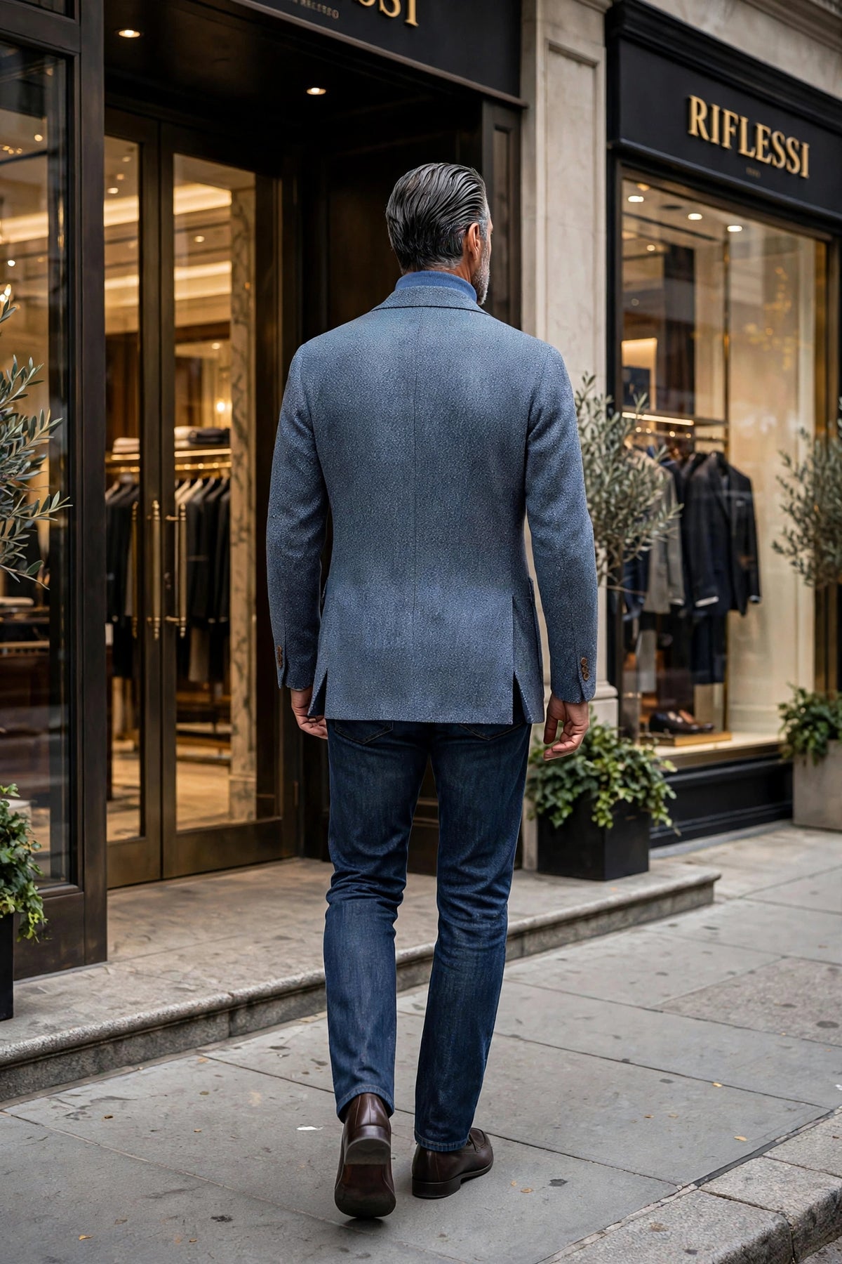 Sartorio Birdseye Virgin Wool-Silk Sport Jacket - model back