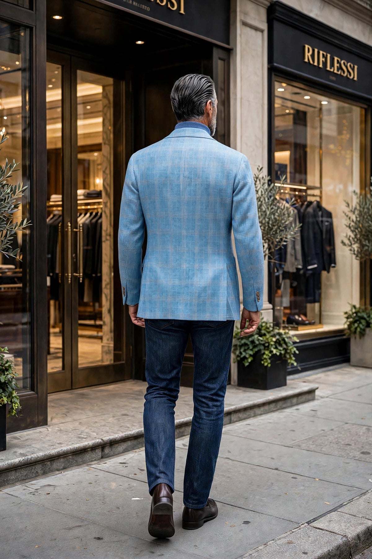 Sartorio Checked Virgin Wool Sport Jacket - model back