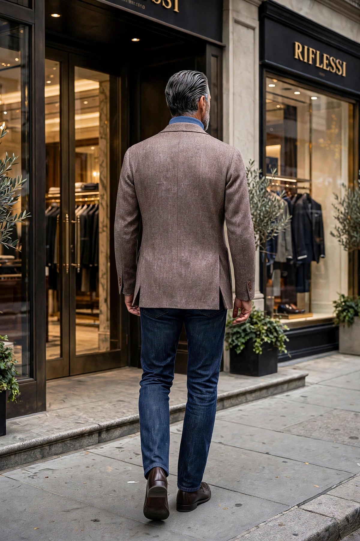 Sartorio Marled Wool-Silk-Cashmere Sport Jacket - model back