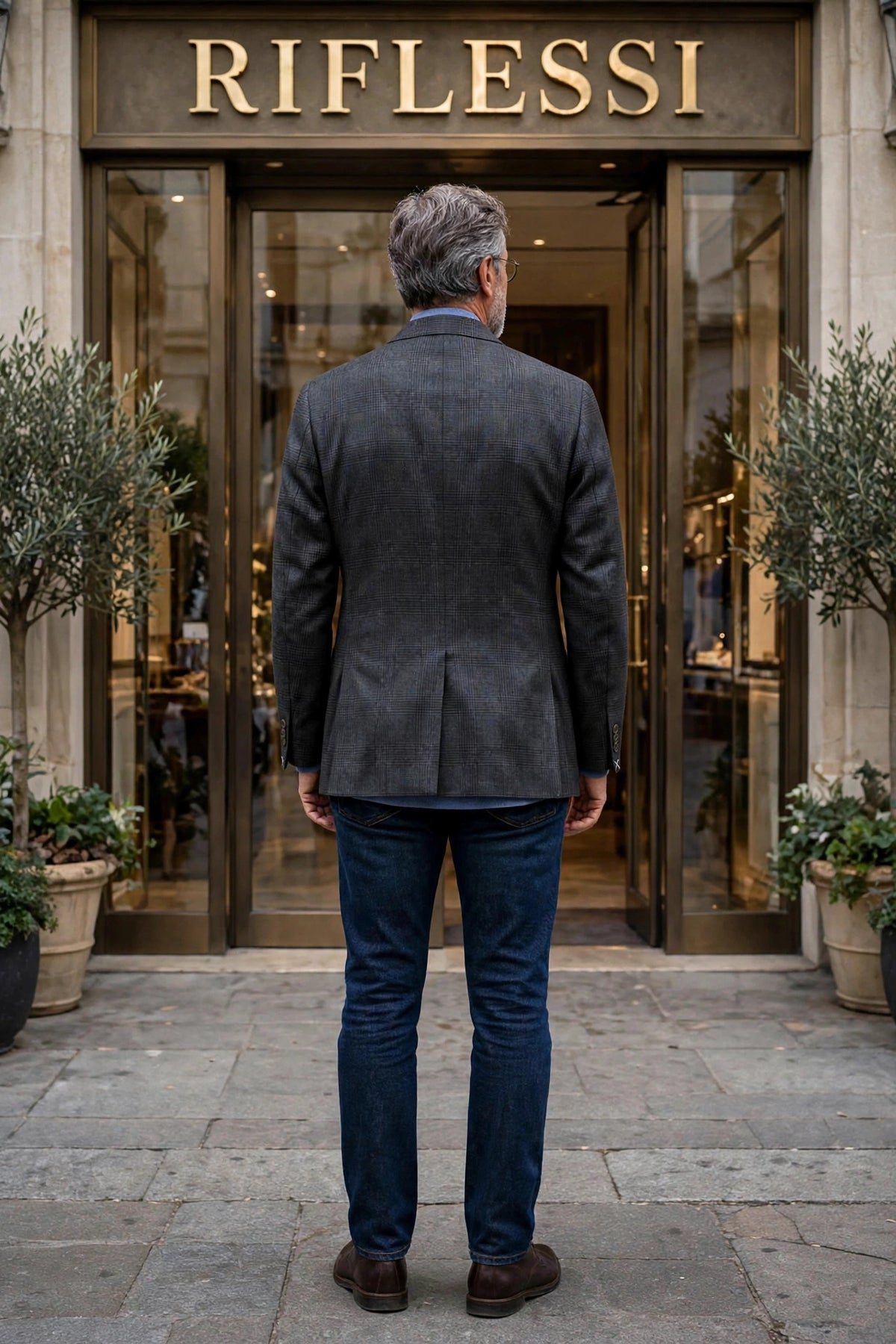 Sartorio Prince of Wales Virgin Wool Sport Jacket - model back