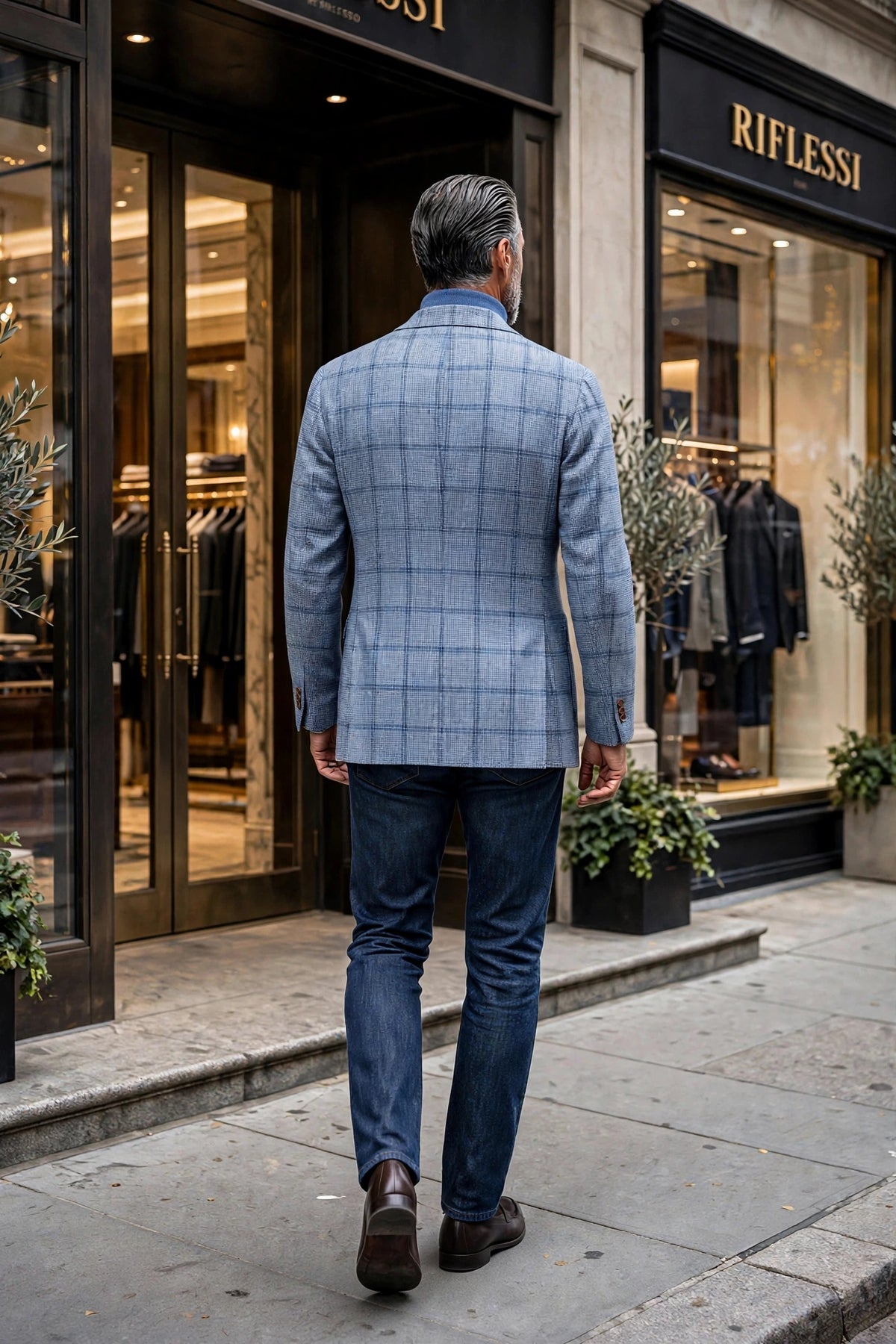 Sartorio Cashmere-Silk Windowpane Sport Jacket - model back