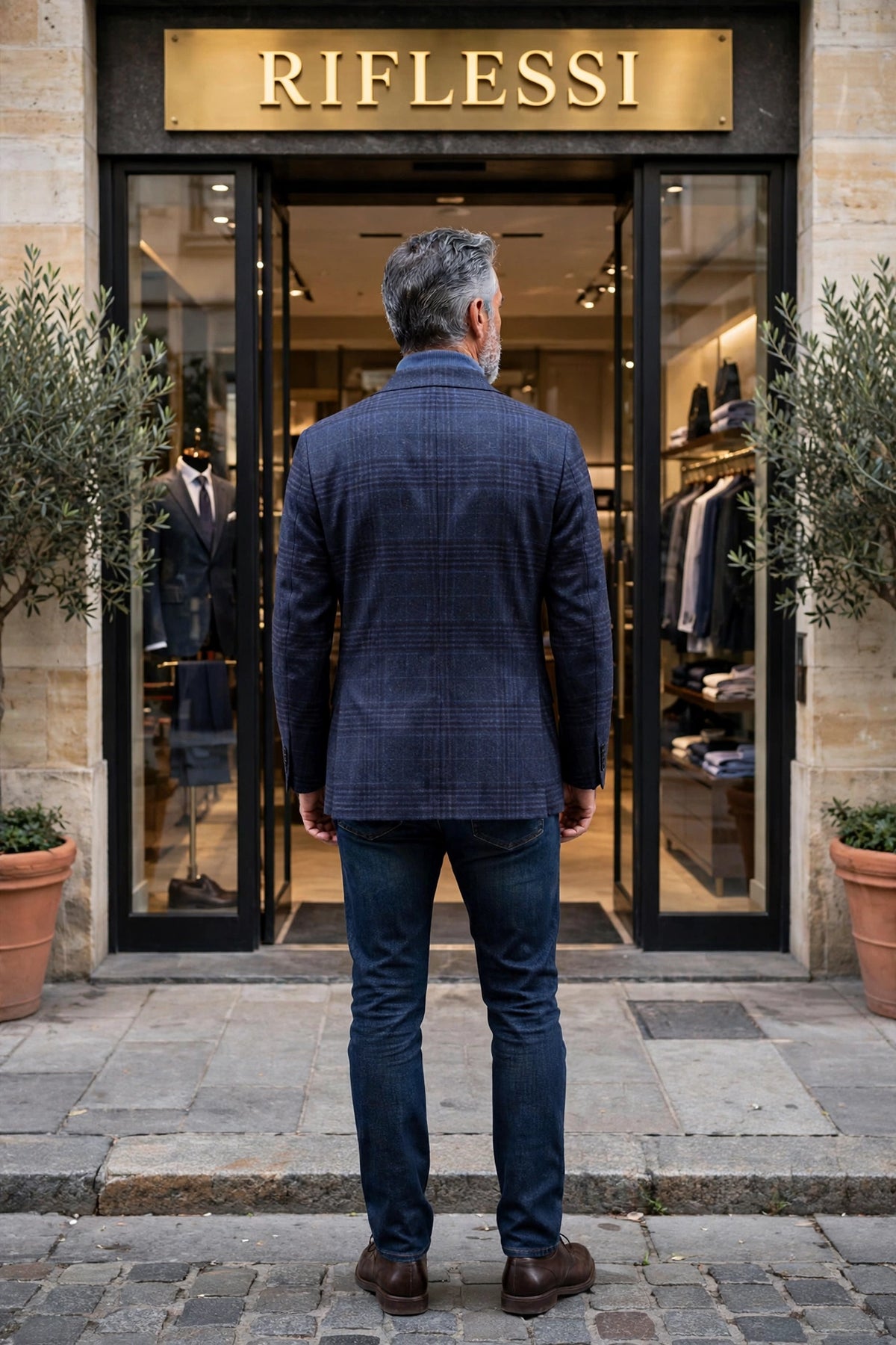 Sartorio Checked Virgin Wool-Cashmere Sport Jacket - model back