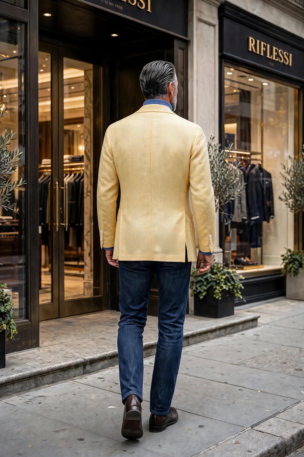 Sartorio Woven Cashmere Sport Jacket — Yellow