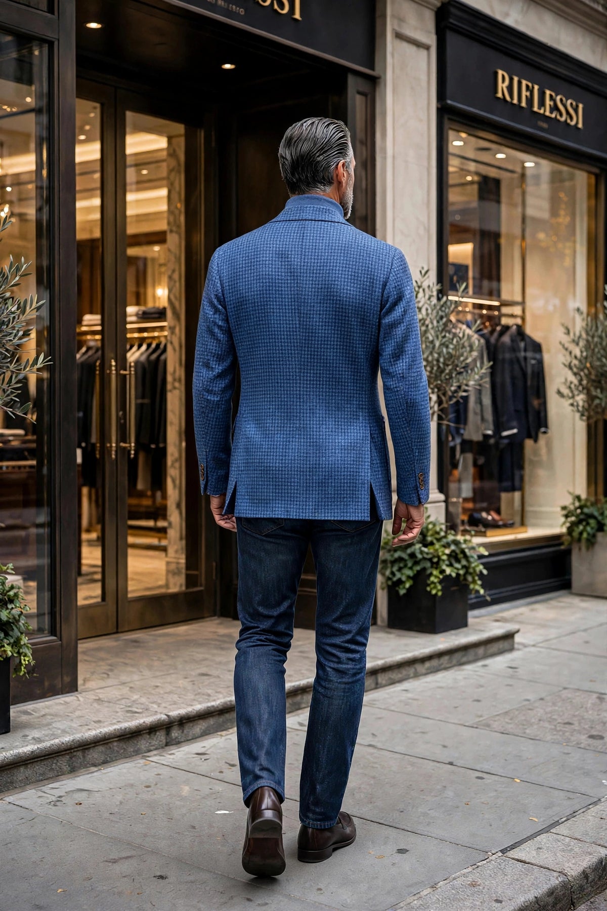 Sartorio Houndstooth Virgin Wool-Silk Sport Jacket - model back