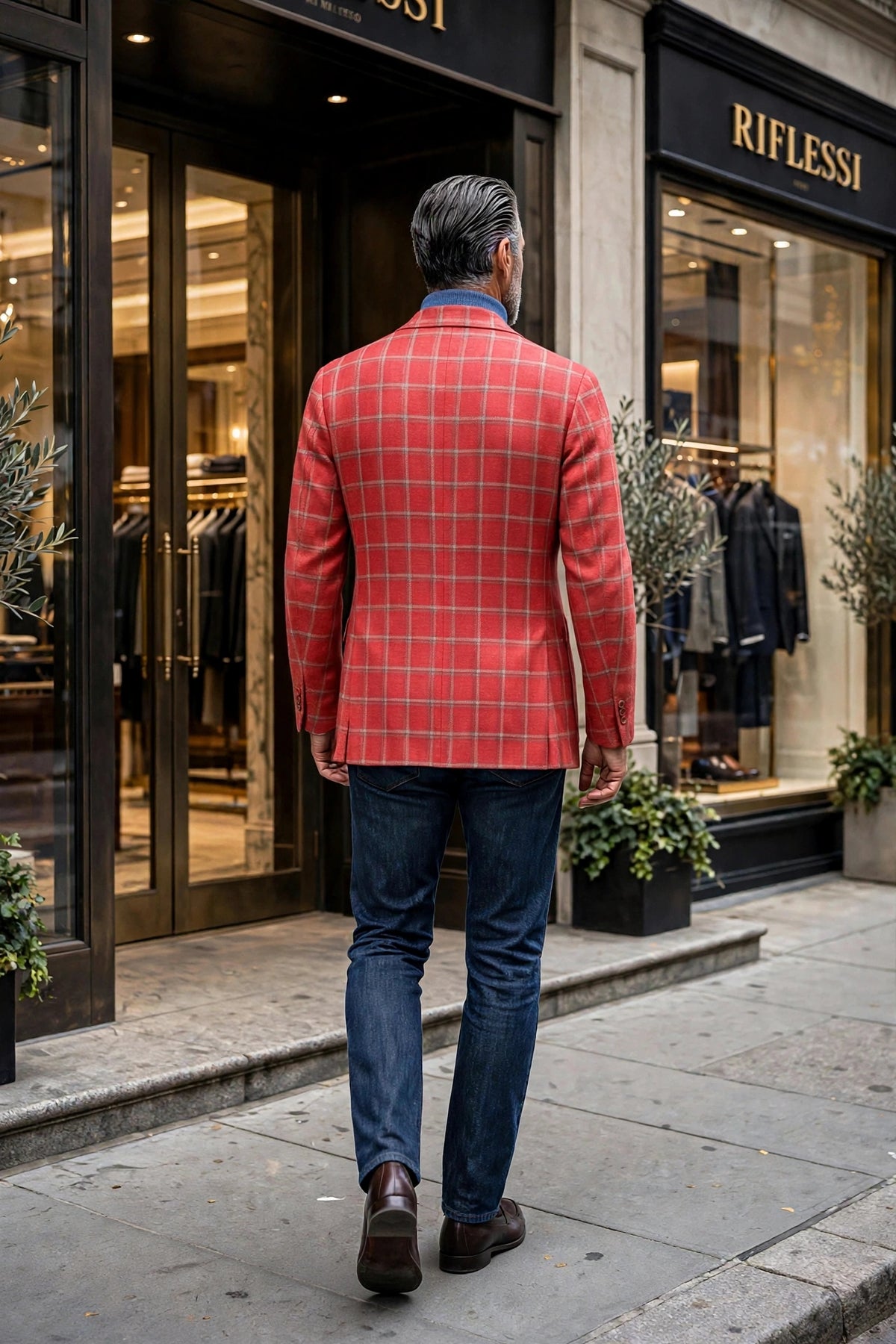 Sartorio Cashmere Double Windowpane Sport Jacket - model back