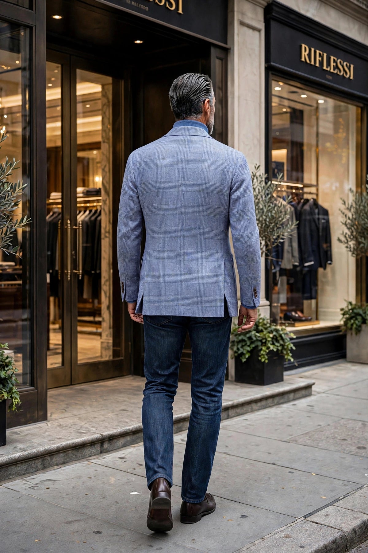 Sartorio Prince of Wales Virgin Wool Sport Jacket - model back