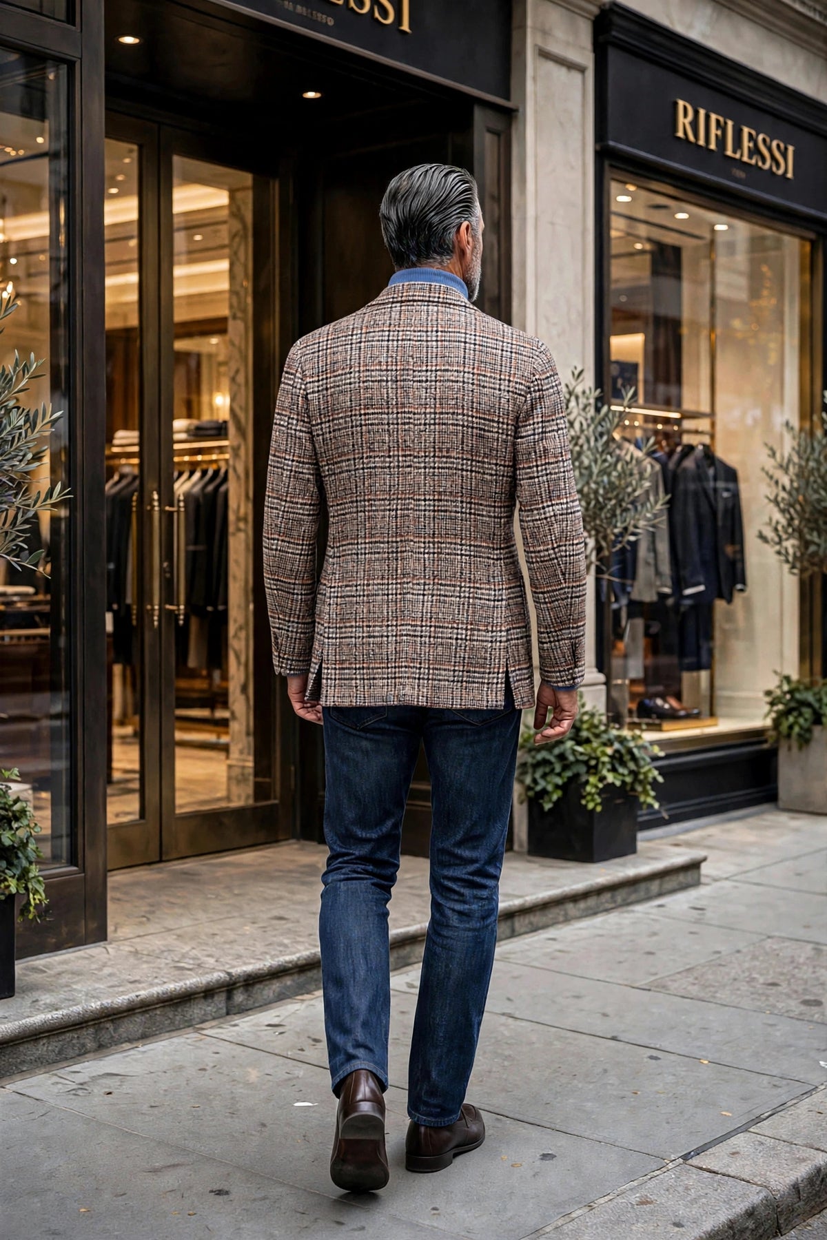 Sartorio Checked Wool-Alpaca Sport Jacket - model back